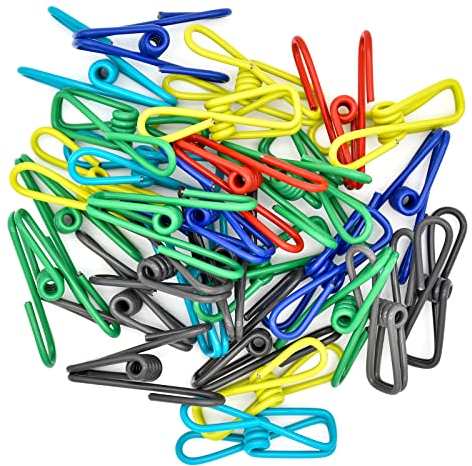 Skyzone Clothes Pegs, 30 Pcs Clothes Clips Laundry Pegs Colorful Metal Clothes Pegs for Washing Line Stainless Steel Clips for Clothes, Photo,Paper Files, Snacks Seal (Random Color)