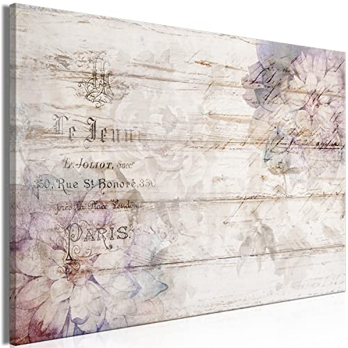 murando - Wandbilder XXL Holzoptik 120x80 cm Leinwandbild 1 tlg Kunstdruck modern Wanbilder XXL Wanddekoration Design Wand Bild Vintage Stil Bretter Blumen f-A-10056-b-a