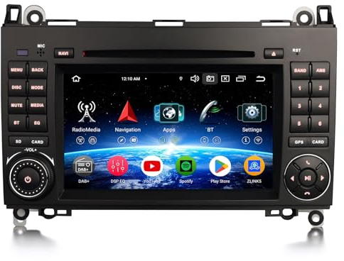 Erisin 7 Zoll Android 16 Autoradio Bluetooth für Mercedes A/B-Klasse W169 W245 Viano Vito W639 VW Crafter GPS Navigation CarPlay Android Auto WiFi 4G DSP DAB+ RDS CD Player DVD Canbus 8-Kern 4GB+64GB