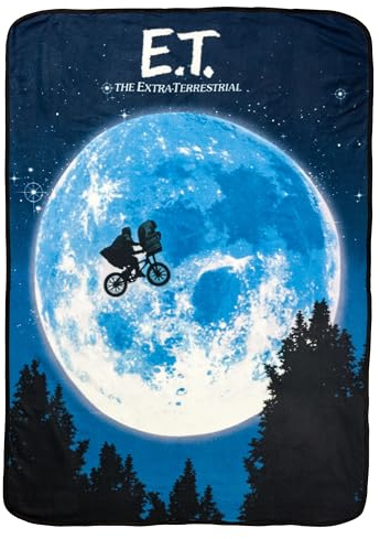 Silver Buffalo ET The Extra-Terrestrial Moon Bike Movie Poster 45 x 60 Fleece Throw, Soft and Cozy Blanket, 180 GSM