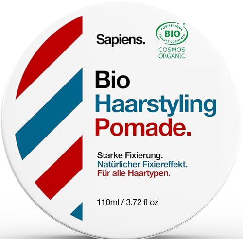 Sapiens Pommade Coiffante Bio 80 ml - Effet Mat Fixation Medium - Cire Cheveux Homme Fabriquée en France - Produit Coiffant de Qualité Professionnelle - Certifiée ECOCERT - Parfum Mentholé