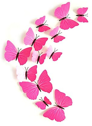 Toyvian 3d Schmetterlings Wandaufkleber Mit Stecknadel 12 Stück Tapetendekor Für Glatte Oberflächen Farbenfrohe Wand Und Kühlschrankdeko