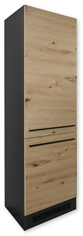 Stella Trading Jazz 8 Moderno da Incasso per Frigorifero, Effetto, spazioso Armadio da Cucina con Molto Spazio, Legno ingegnerizzato, Antracite/Rovere Artisan, Kühlschrankumbau
