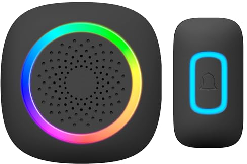 Miratic Funkklingel Aussen LED RGB Wasserdicht Klingel Haustür mit 60 Geräusche Modern Türklingel Funk Reichweite bis zu 300m - Ideal für Zuhause und Büro IP44 (Batterie)