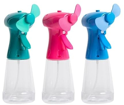 Colours Selected at Random Set of 3 Water Mist Spray Fan Handheld Portable Spray Mist Fan Personal Mini Fan for Office Travel Picnic Indoor Outdoor Camping Summer for Women Men