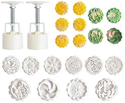Asudaro Circular Pattern Mooncake Mould,Baking 50g Mooncake Mould,Maker Cookie Stamps Pastry Tool Mooncake Mold Set 8PCS