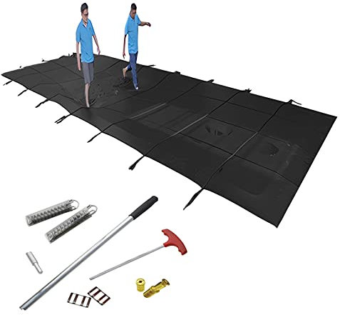 27 24 20 18 16 14 12 10 8 Ft Oversized Inground Pool Winter Cover, Black Solid Mesh Pool Cover for Kids Pets Safety, In-Ground Swimming Pools Leaf Net Cover (Size : 2x3m/6.5x10ft)