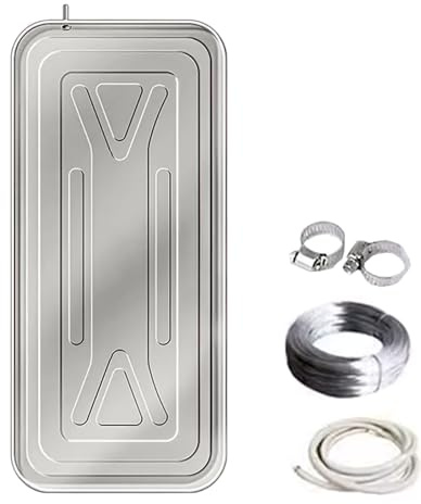Drip Pan With Drain Hose Stainless Steel Integrated Thickened Drip Tray | Portable AC Drip Pan, Universal Air Conditioner or Water Heater Outdoor Drip Tray(100*46cm)