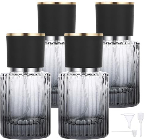 Segbeauty Parfum Zerstäuber für Unterwegs, 4 Stück Parfümzerstäuber 30ml, Zerstäuber Parfüm Glas, Parfümflasche Leer, Parfum Flaschen zum Abfüllen für Handtasche (Farbverlauf Schwarz)