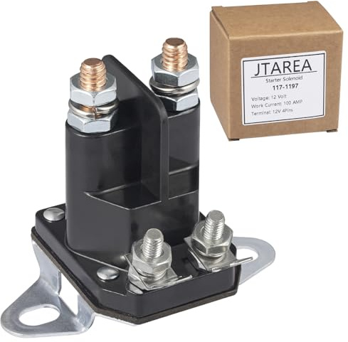 JTAREA 117-1197 784-1221-210 Solenoide di Avviamento 12V 4 Terminali Interruttore Magnetico Relè Starter Solenoid Tosaerba Sostituisce Ricambi Accessori per Toro Exmark ss5000 z4200 ss4225 ss4235