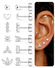 Chriscoco Pendientes Mujer Acero Inoxidable Oro/Plata Pequeños Antialergicos Piercing Oreja Cartílago Helix Tragus