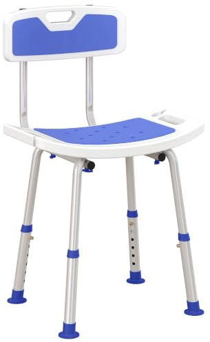 HOMCOM Shower Chair for the Elderly and Disabled, Backrest, Blue