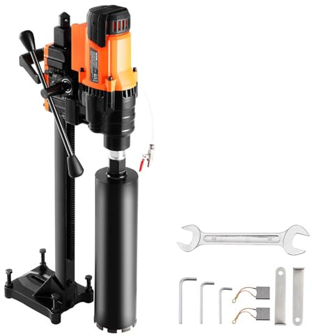 VEVOR Carotteuse à Diamant Diamètre de Perçage 20-250 mm, Perceuse au Diamant avec Support 3200 W, Appareil de Forage Diamant Perçage Humide et Sèche, pour Béton, Brique, Marbre, Construction