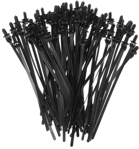 sourcing map 50pcs Push Mount Cable Zip Tie 8.3 x 0.22 Nylon Self Locking Cable Strap Thread Style Heavy Duty Snap in Cable Zip Ties for Household Electronic Auto Industry