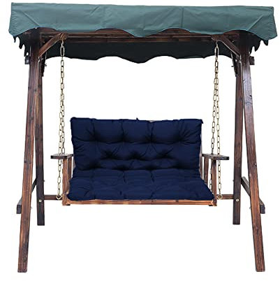Wasserdichtes Ersatz-Bankkissen mit Rückenlehne, 2-/3-Sitzer, Gartenstühle, Bankauflagen, Outdoor, Terrasse, Möbel, Veranda, Hof, Marineblau, 120 x 100 x 10 cm