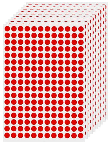FINDAT 2040 Stück, 10 mm Klebepunkte Runde Punktaufkleber Etiketten Rot | Selbstklebend, wasserfest, Vinyl, Kalender, Büro, Schule, Farbcodierung, Markierungspunkte