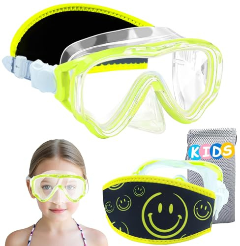 Vvinca Kids Swim Goggles with Nose Cover, Fabric Strap Swimming Goggles Snorkel Diving Mask No Leak Wide View Anti Fog Anti-UV Anti-Shattered Lens Swim Mask Water Goggles for Toddlers Kids Youth 3-15