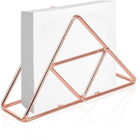 Rapidbok Serviettenhalter Edelstahl, Serviettenhalter aus Metall, Dreieckige Servietten Halter, Papier Serviettenhalter, Serviettenhalter für Küchenarbeitsplatten/Esstische/Picknicktische (Roségold)