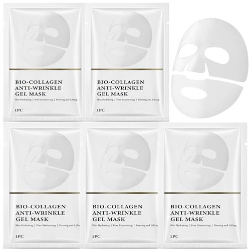VEROA 5 Stück Bio Kollagen Boosting Maske Overnight Sheet Mask - Anti-Falten und Straffend, Tiefe Feuchtigkeitsversorgung Collagen Night Wrapping Maske - Natürlich Sanft für Jeden Hauttyp Geeignet