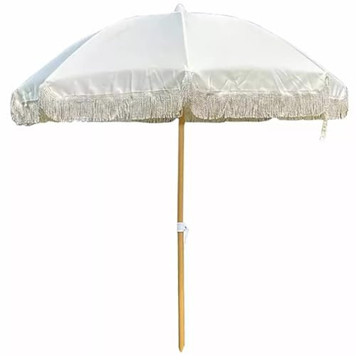 Parasol de Plage 200 cm avec Franges, UPF 50+, Style Bohème, avec sac de Transport, Portable pour Jardin, Pelouse, Piscine