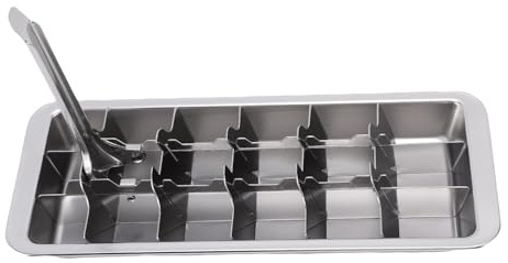 Fockety Plateau de Glaçons en Acier Inoxydable, Bac à Glace en Métal à 18 Fentes pour Congélateur avec Insert de Levier pour une Libération Facile,Lave-vaisselle Moule de Glaçon Sûr