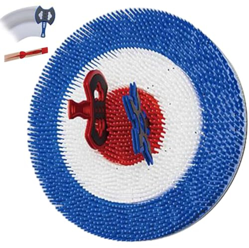 Jeu de Lancement de Hache pour ArrièRe-Cour, Jeu de Lancer de Hache et de FléChettes, 2 Hache Volante à Long Manche et 2 FléChettes Five éToiles, sans Danger pour Le Jeu en Plein Blueround-B
