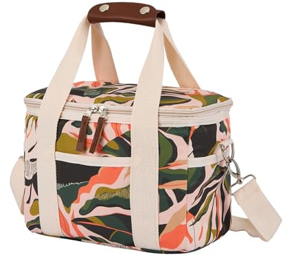 Nanxson Isolerad måltidsbehållare 9 L/15 L/29 L med justerbar axelrem för camping, skolresa, resor (15 L, C-grönt blad)