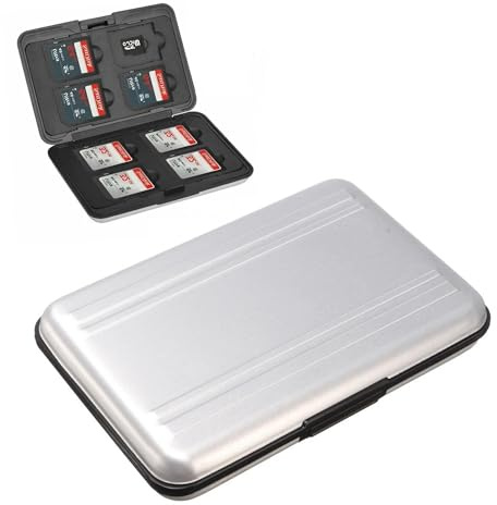 Estuche para Guardar Tarjetas SD, Estuche Impermeable para Tarjetas de Memoria, Caja de Almacenamiento para 8 Tarjetas SD y 8 Micro SD, A Prueba de Golpes (Negro)