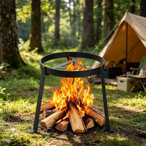 Soporte plegable para parrilla de fogata, soporte ajustable para ollas colgantes para cocinar a fuego abierto, horno holandés, trípode de acero portátil (estilo A)