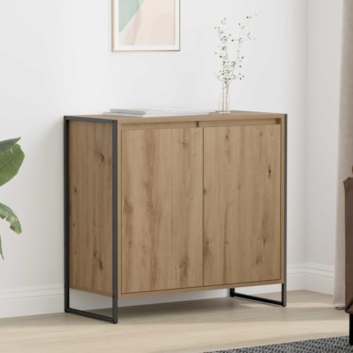 Ziaphsol Industriellt sidoskåp, konsthantverk, ek 79 x 36 x 75 cm, trämaterial med 2 dörrar, förvaringsutrymme för vardagsrum, matsal, kök, hall, kontor, robust design, enkel montering