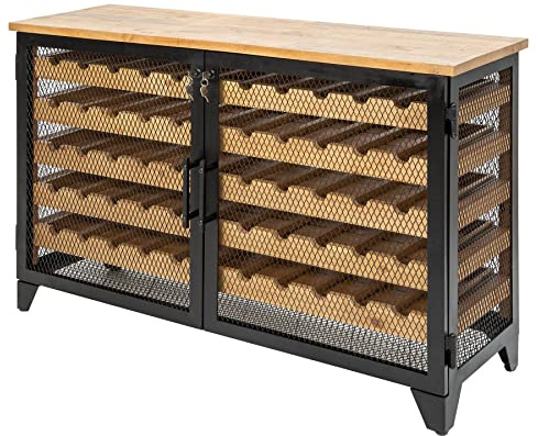 invicta INTERIOR Industrial Weinschrank Bodega 127cm Pinienholz Natur Weinregal für 55 Flaschen Schrank Flaschenregal Wein Regal
