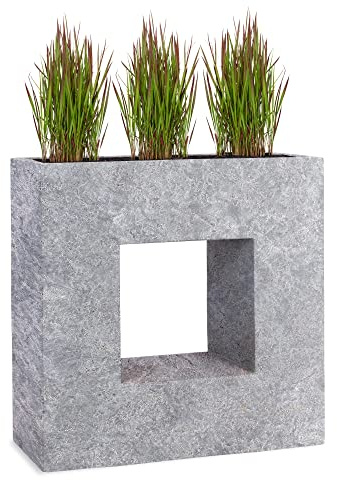 Pflanzwerk® Pflanzkübel Vista Lava Hellgrau 66x66x28cm Blumentopf *Frostbeständige Blumenkübel* *UV-Schutz* *Premium Pflanzenkübel Qualität*