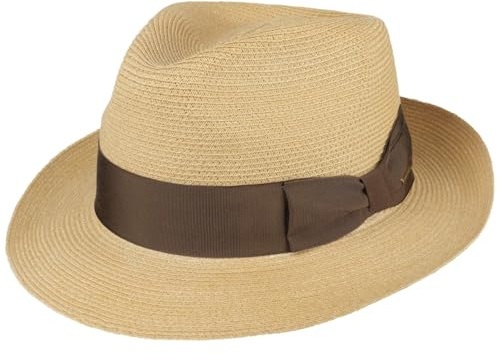 Stetson Sombrero de Cáñamo Kendrick Fedora Mujer/Hombre - Made in Italy Sol Verano Bogart Primavera/Verano - M (56-57 cm) Natural