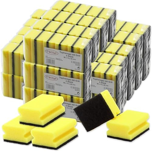 Witap 100 Stück Putzschwamm Scheuerschwamm 90x70x45mm Spülschwamm scheuerstark Küchenschwamm Reinigung Topfschwamm (20 x 5er Pack)