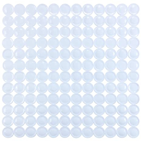 WENKO Duscheinlage Belem, Antirutsch-Duschmatte mit Saugnäpfen, Klassische Duschunterlage aus geometrisch angeordneten Kreisen für alle gängigen Duschtassen, aus robustem Kunststoff, 54 x 54 cm, Weiß