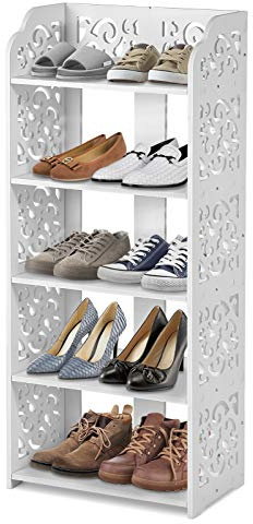 Cocoarm Großes 5 Ebenen Schuhregal Schuhablage multifunktional Eckregal Schuhständer Schuhschrank Standregal Badregal Bücherregal Aufbewahrungsregal platzsparende Regale, 40 x 23 x 90 cm