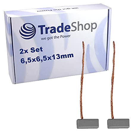 2x Trade-Shop Motorkohlen/Kohlebürsten/Schleifkohlen/Kohlestifte 6,5x6,5x13mm Kabellänge 40mm für viele KFZ PKW Motoren Antriebe 12-24V
