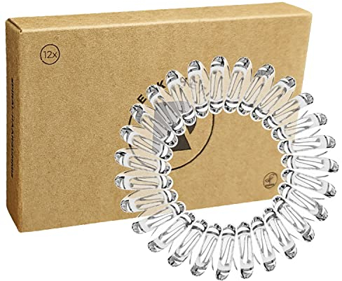 Reskthetic - hochwertige Spiral Haargummi (transparent), schonend zum Haar, nachhaltig, umweltfreundlich, (Telefonkabel, Zopfgummis) für Mädchen & Frauen/Damen (12 x 3,5 cm)