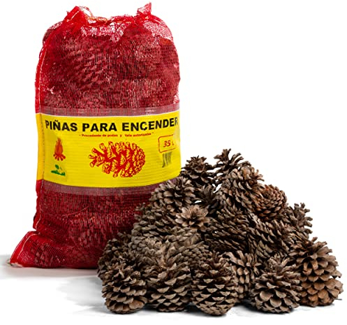 FlashPrix Pommes de Pin d'Allumage Écologique et Sèche pour Barbecue, Cheminée, chaudière et poêle, 32L.