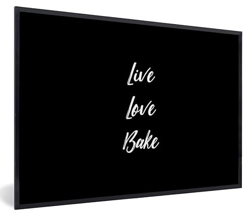 MuchoWow Poster encadré Citations - Cuisine - Live Love Bake - Proverbes - Pâtisserie Tableau deco avec cadre 60x40 cm affiche decoration murale