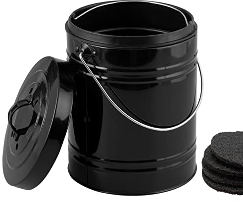 bremermann Komposteimer mit 5 Liter Inneneimer Aktivkohlefilter Bio Abfalleimer (Schwarz)