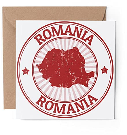 1 x Greeting Card Romania Map Flag Romanian Tourism - Blank Birthday Celebration Anniversary #4697