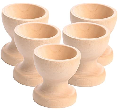 Operitacx 5 x Mini-Eierbecher aus Holz, Ostereierhalter für DIY-Malerei, Ostern, Basteln, Dekoration