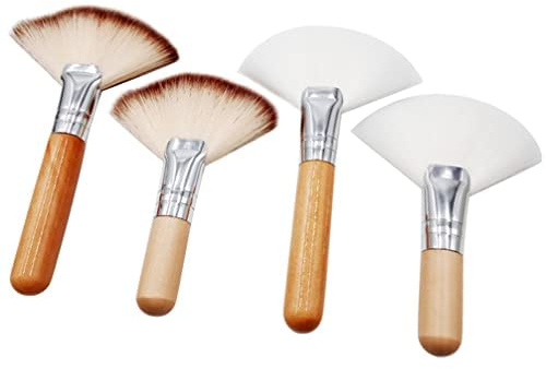 TEONEI Facial Fan Brush,Face Makeup Brush,Highlighting Make Up Brush Cosmetic Tools,4PCS