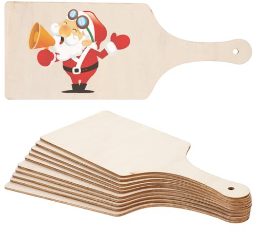 SEWOART 10pcs DIY Wooden Cutting Boards with Handle Unfinished Blank Chopping Boards for Personalization for Crafting Serving and Home Decor