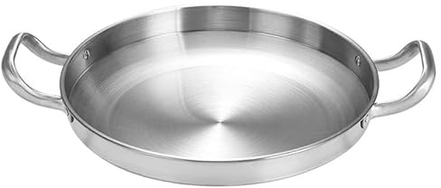 UGCER Spanische Paella-Pfanne – antihaftbeschichteter Edelstahl-Kochtopf mit genieteten Griffen für die Küche zu Hause im Restaurant,Silber,24cm