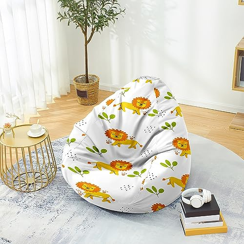 Mateju Sitzsack, Gemütlich Sitzsack Kinder, Sitzsack Erwachsene oder als Gaming Bean Bag, 3D-Haustier Blume Garten Relaxo Sitzsack Geeignet für Lnnen Oder Außen zum Liegen Oder Sitzen (Löwe,L)