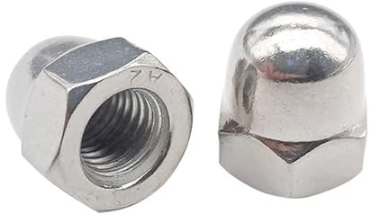 3-20 Stück M3 M4 M5 M6 M8 M10 M12 Stahl mit schwarzen oder Edelstahl 304 oder Messing dekorativen Hutmuttern Kappenabdeckungen-M6 10 Stück, Messing-Hutmutter ( Color : 304 Stainless Steel , Size : M4