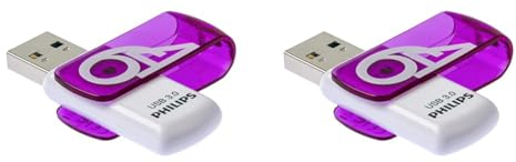 Philips Vivid 3.0 USB Stick 64GB – High Speed Design Speicherstick 64 GB – Lesen: 120MB/s, Schreiben: 20MB/s, FM64FD00B/00, violett (Packung mit 2)