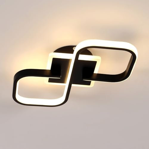 Mckalen Plafonnier LED Moderne 36W 4050LM, Luminaire Noir 40.5CM, Éclairage de Plafond Carré Acrylique pour Salon Chambre Cuisine Salle à Manger, Blanc Chaud 3000K